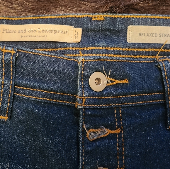 Pilcro and the Letterpress Red Stripe Relaxed Straight Jeans 28 - Picture 6 of 9